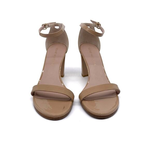 STUART WEITZMAN Nudist 75 Block Heel Sandal Patent Nude 9.5 - Picture 3 of 12